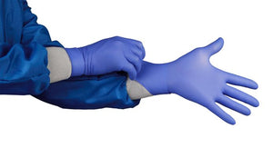 gloves, nitrile gloves, nitrile, powder-free, powder free, extended cuff, cleanroom gloves, low derma, textured gloves, ISO, sterile, accelerator free, blue glove